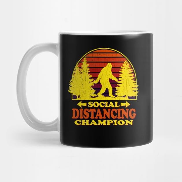 Bigfoot Social Distancing Champ (vintage distressed look) by robotface